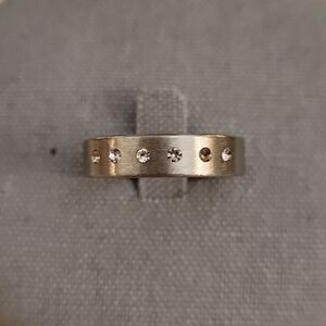 Men's Stainless Steel Rhinestone Wedding Band Size 12 FLAWED